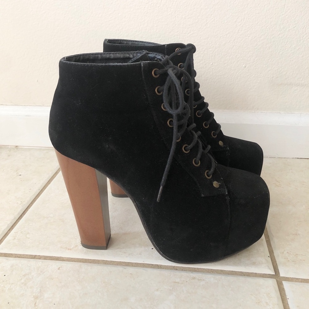 Herstyle Black Faux Suede High Heel Boots 7
